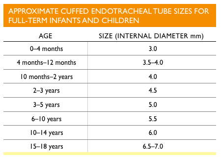 endotracheal tube size